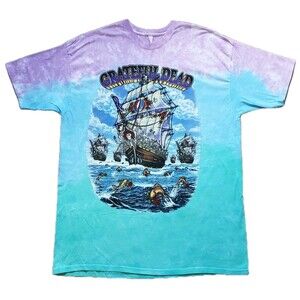 Vintage Y2K Liquid Blue Greatful Dead Ship Of Fools Sz 4XL Mens Tie Dye T-Shirt